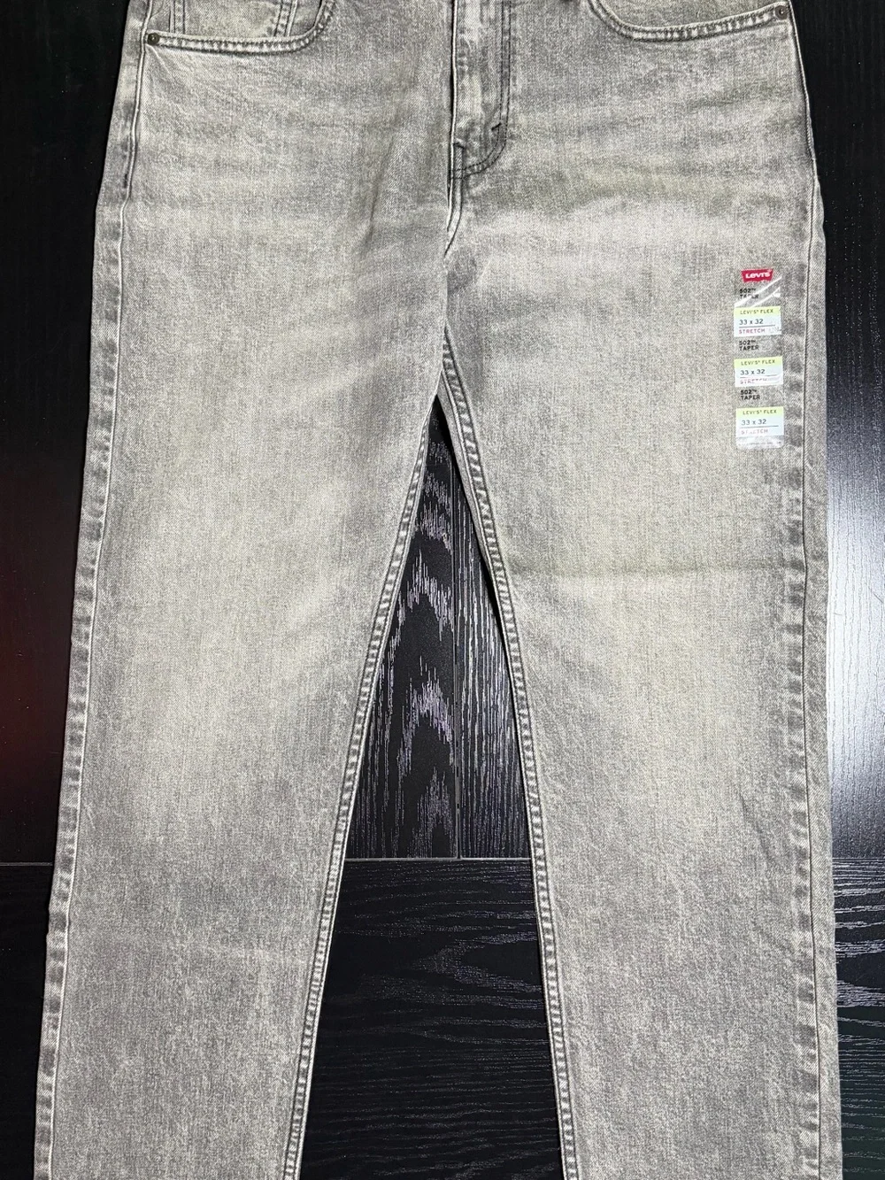 Levi's 502 Regular Taper Jeans Men’s 33x32 Moments Pass Black Stretch Denim